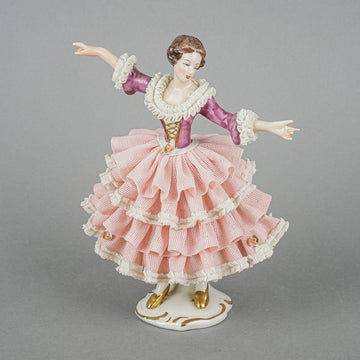 WILHEM RITTIRSCH KUPS Figurine Dresden Art Filigree Lady