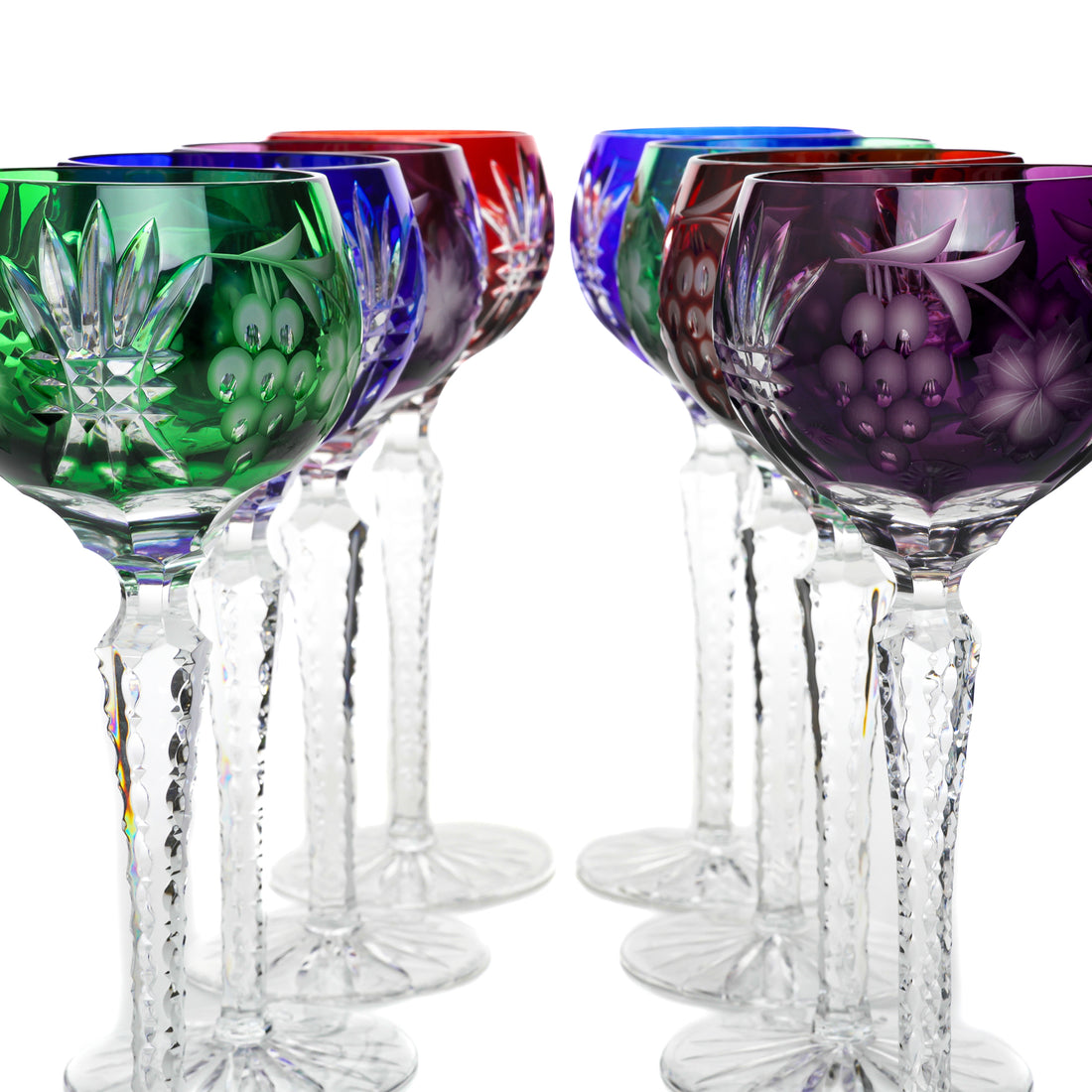 CRYSTAL CLEAR Cased Cut to Clear Hock Wine Glasses - Set of 8