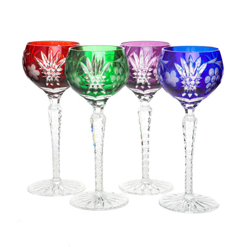 CRYSTAL CLEAR Cased Cut to Clear Hock Wine Glasses - Set of 8