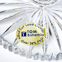 TOM BOHEMIA CRYSTAL Footed Enamelled Hobstar Comports - Set of 2