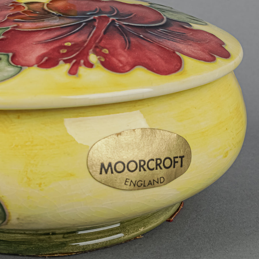MOORCROFT Hibiscus Yellow Ground Round Covered Bowl