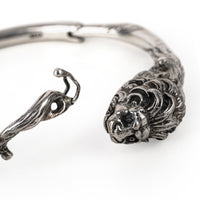 Sterling Silver Lion Hinged Bangle