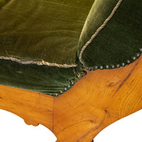 Biedermeier Rolled Arm Sofa with Green Upholstery