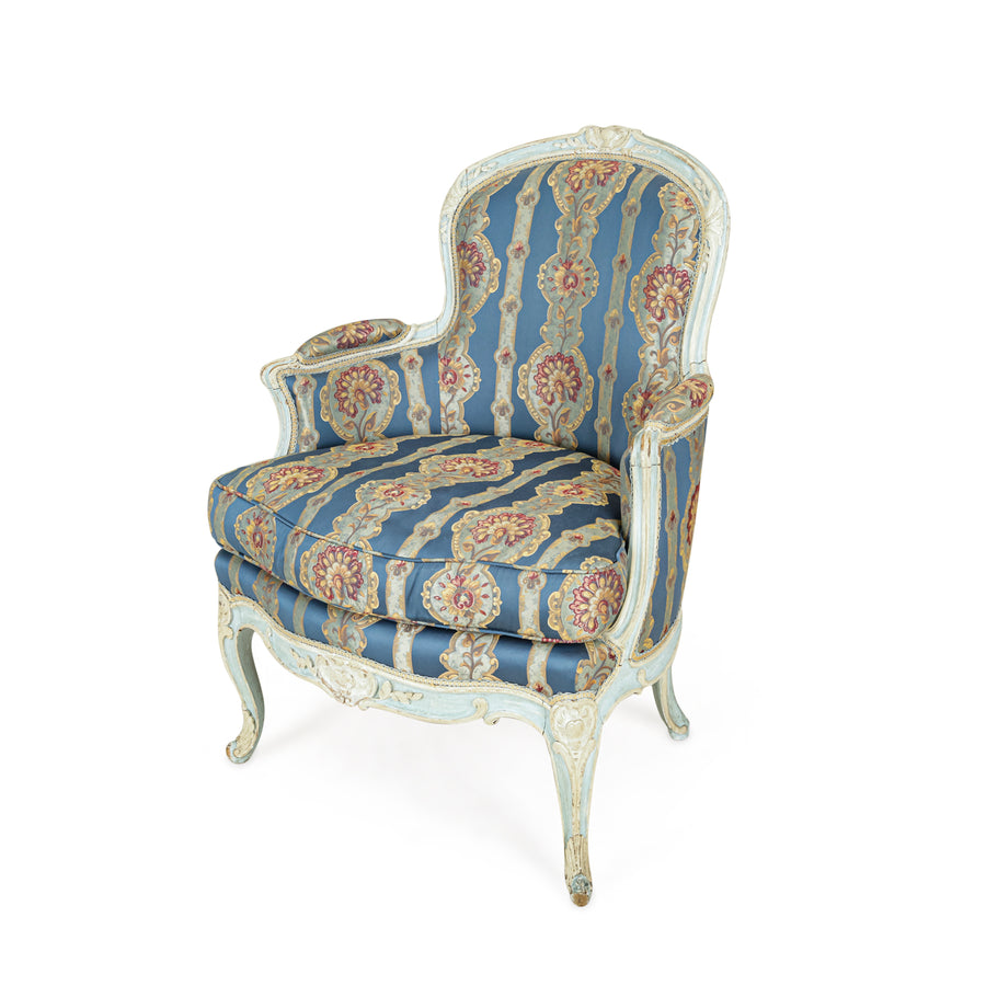 Vintage Louis Style Painted Bergere Chairs - Set of 2