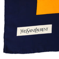 YVES STAINT LAURENT Silk Scarf - Blue, Yellow, & White Square
