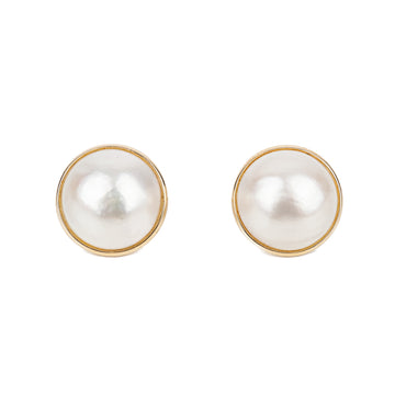 14K Yellow Gold Mabe Pearl Studs