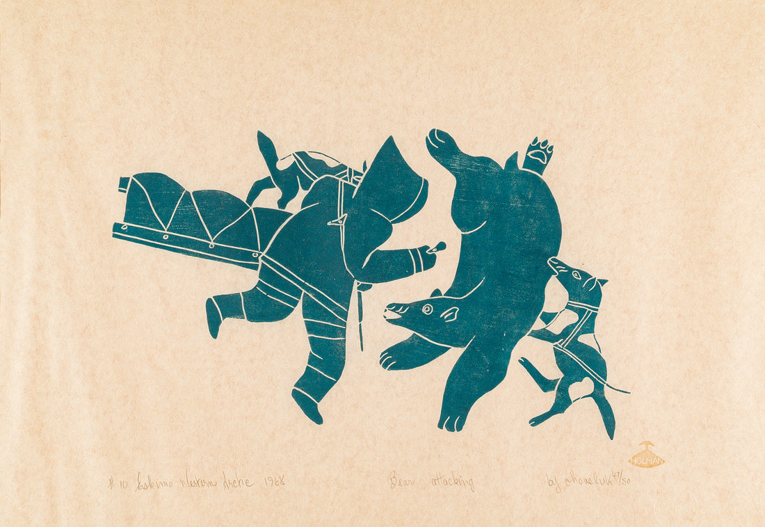 Mona Ohoveluk (Ulukhaktok 1935-1992) "Bear Attacking"