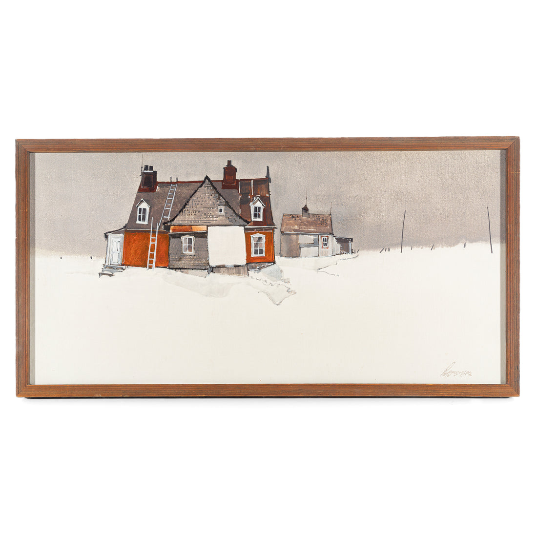 Unknown Artist, Winter Landscape With Houses - Mixed Media on canvas