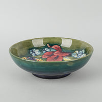MOORCROFT Orchid Green/Blue Ground Footed Bowl