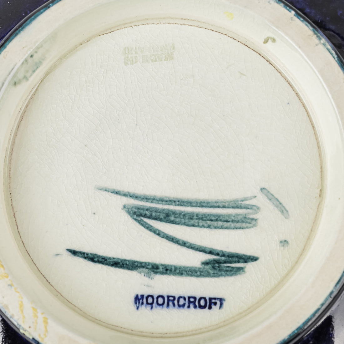 MOORCROFT Orchid Green/Blue Ground Footed Bowl