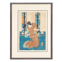 Japanese Ukio-e Woodblock Print Kabuki Actor With Sword