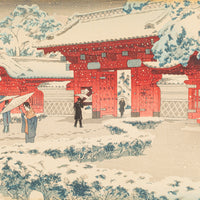 Shiro Kasamatsu (Japanese 1898-1991) "Red Gate At Hongo In Snow"