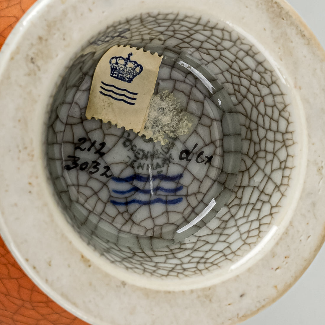 ROYAL COPENHAGEN Thorkild Olsen Orange Crackle Vase 212/3032