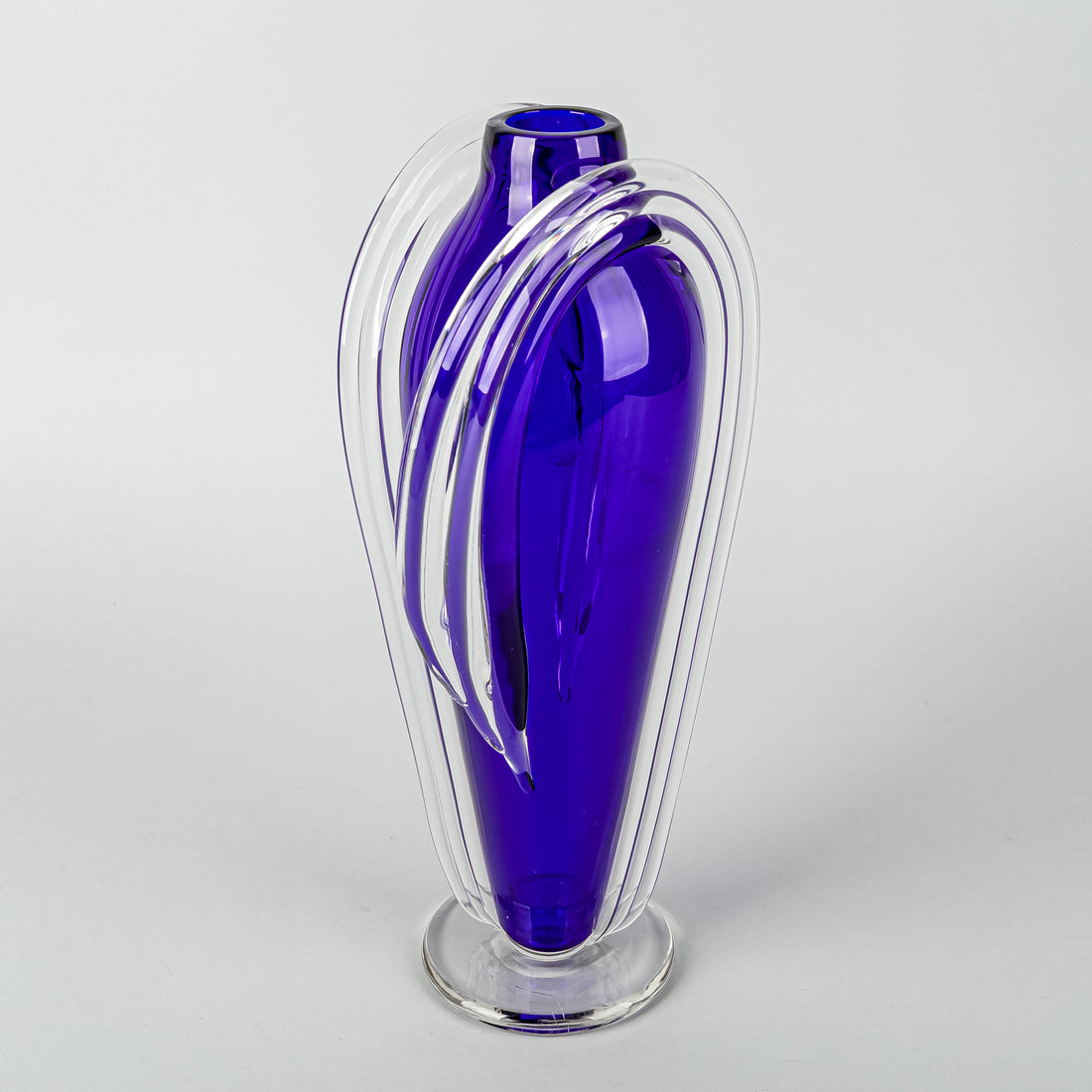 THOMAS BUECHNER Fused Art Glass Vase - Cobalt