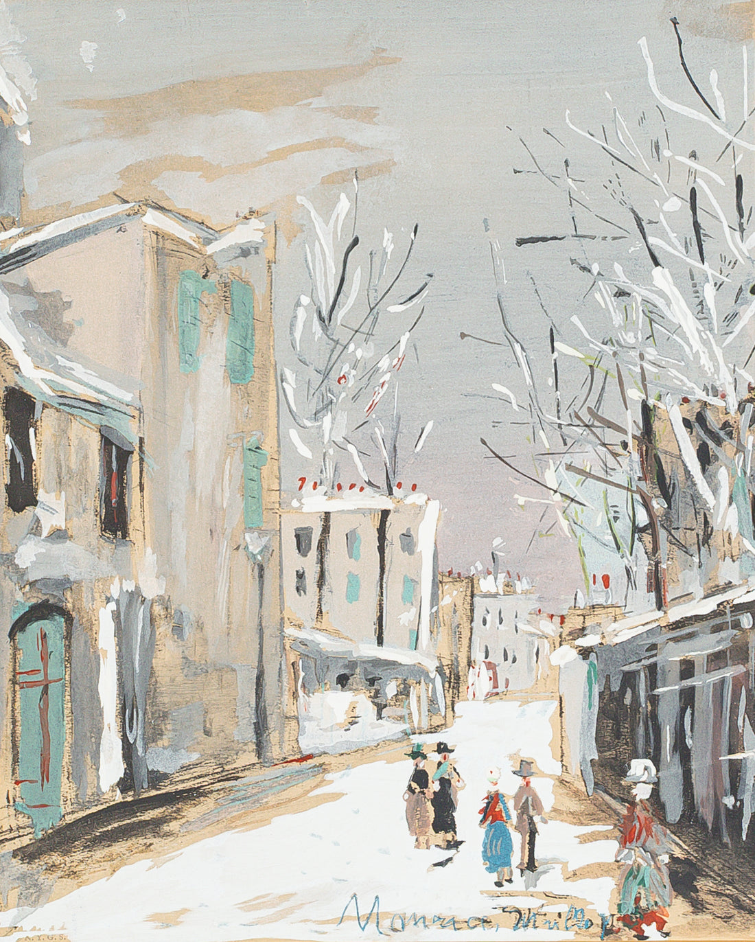 After Maurice Utrillo (French 1883-1955) La Vieille Rue Saint-Vincent" Jacomet Pochoir Print on paper