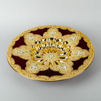 Bohemian Style Gold And Red Centrepiece Bowl With Hand Painted Enamels