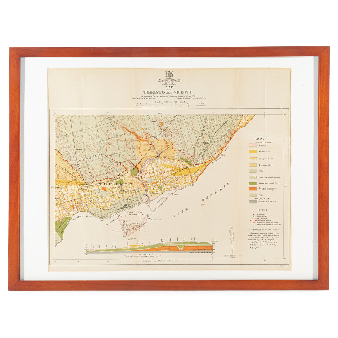 Framed Geological Map of Toronto And Vicinity