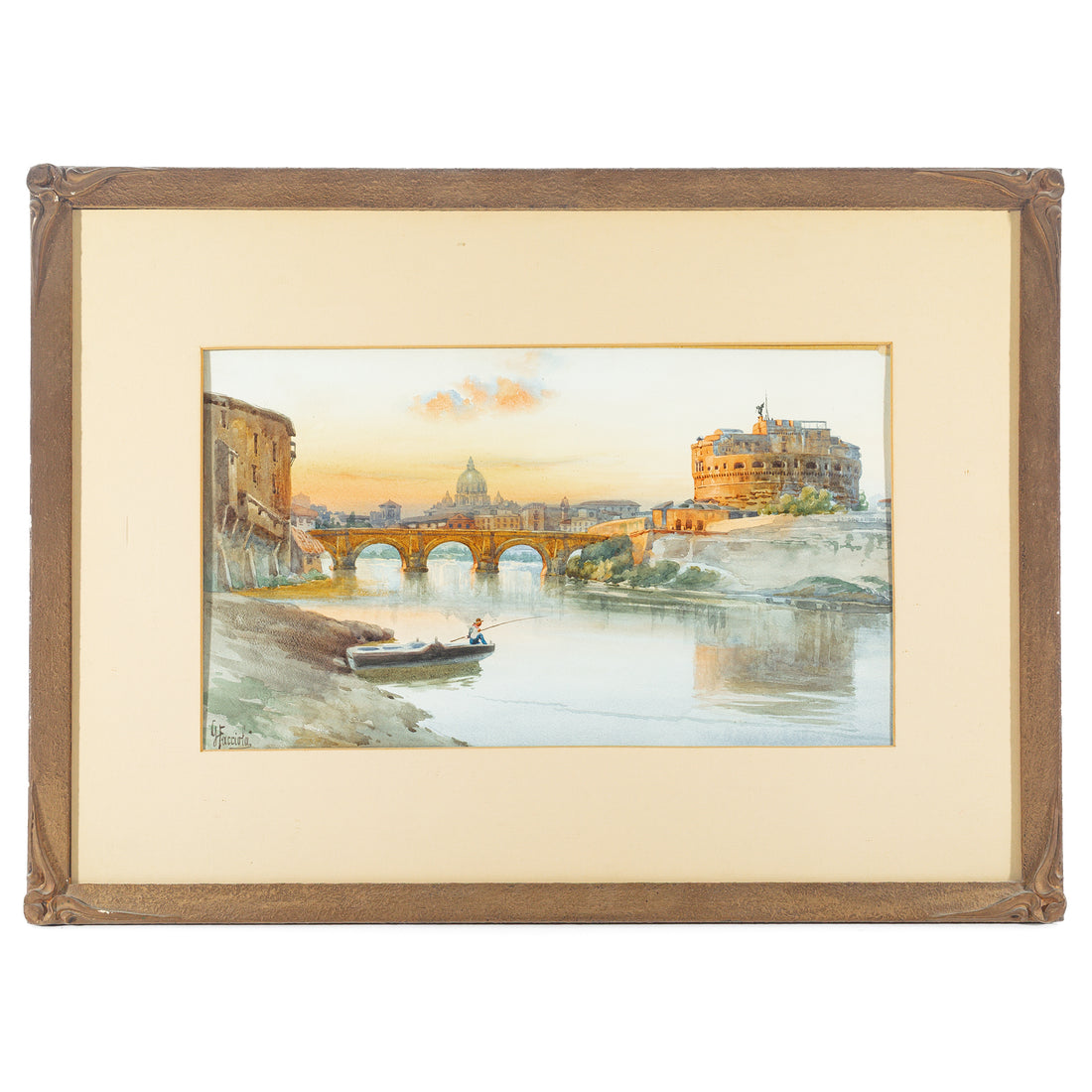 Gaetano Facciola (Italian 1868-1949) The Tiber Bridge, Rome