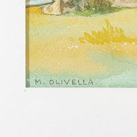 M. Olivella Church Watercolour On Paper