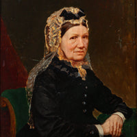 Victorian Portrait - Lady With Lace Bonnet - Oil On Board