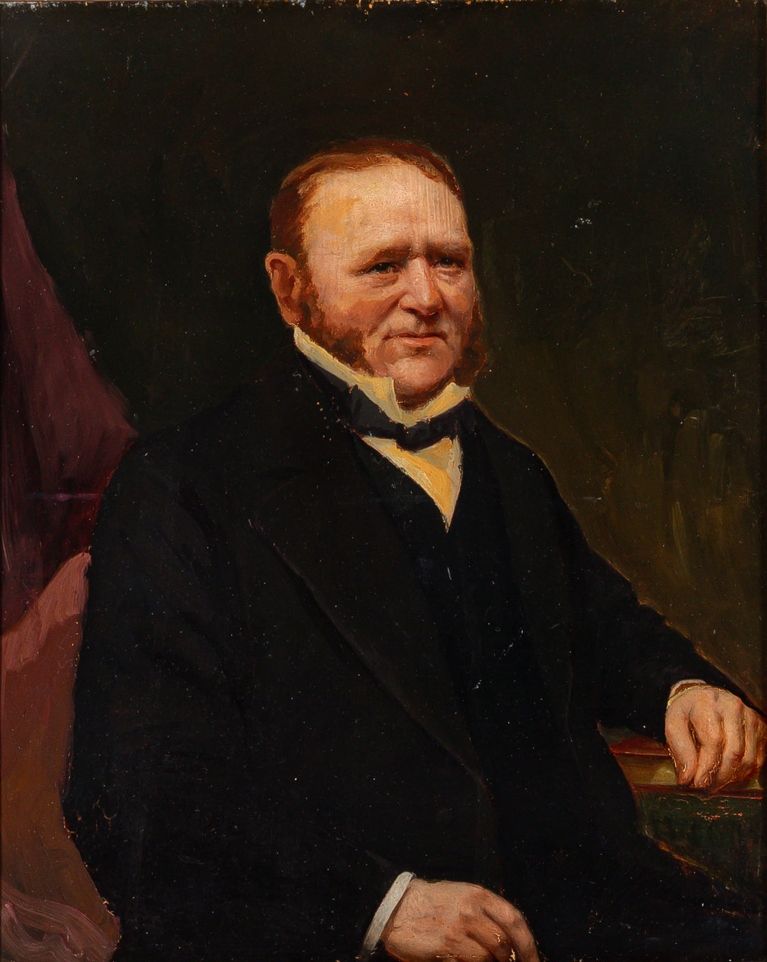 Victorian Portrait - Seated Gentleman - Oil On Board