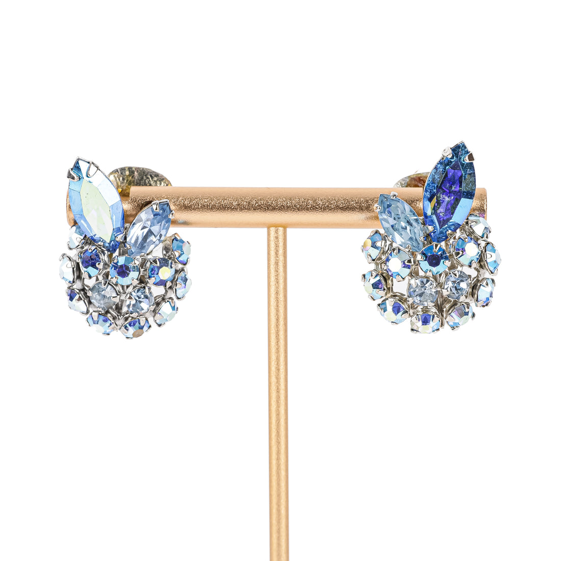 SHERMAN Brooch And Clips Set - Blue Rhinestone