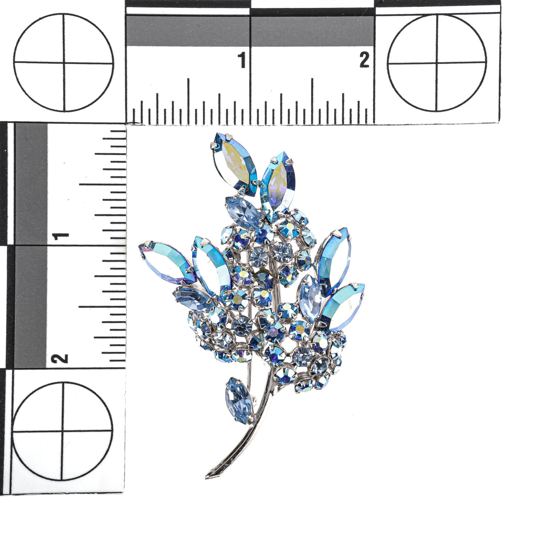 SHERMAN Brooch And Clips Set - Blue Rhinestone