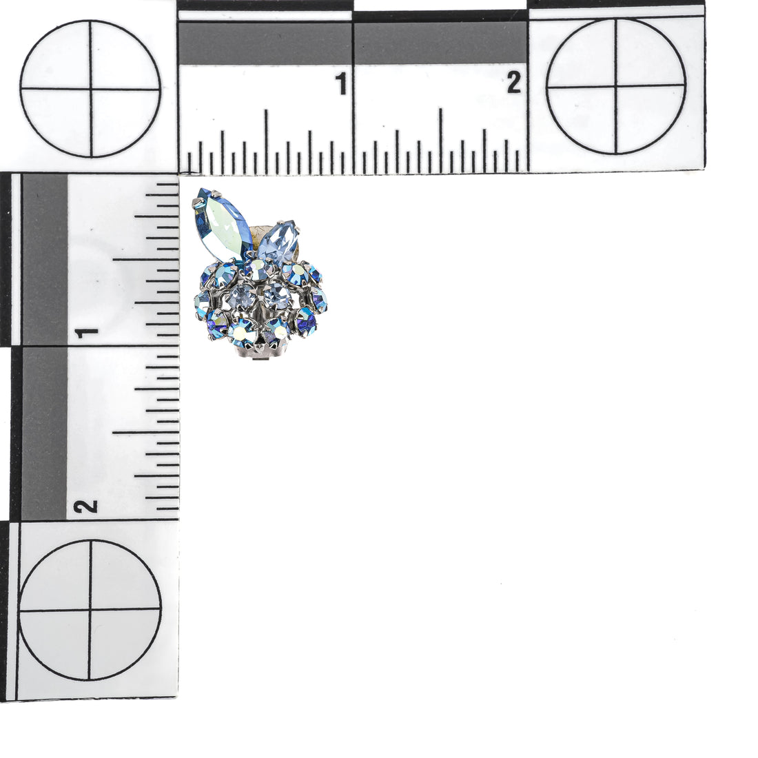 SHERMAN Brooch And Clips Set - Blue Rhinestone
