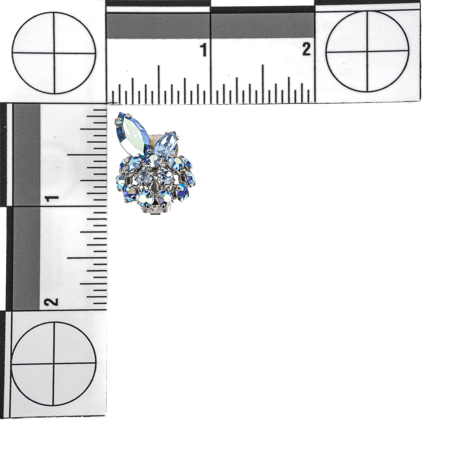 SHERMAN Brooch And Clips Set - Blue Rhinestone