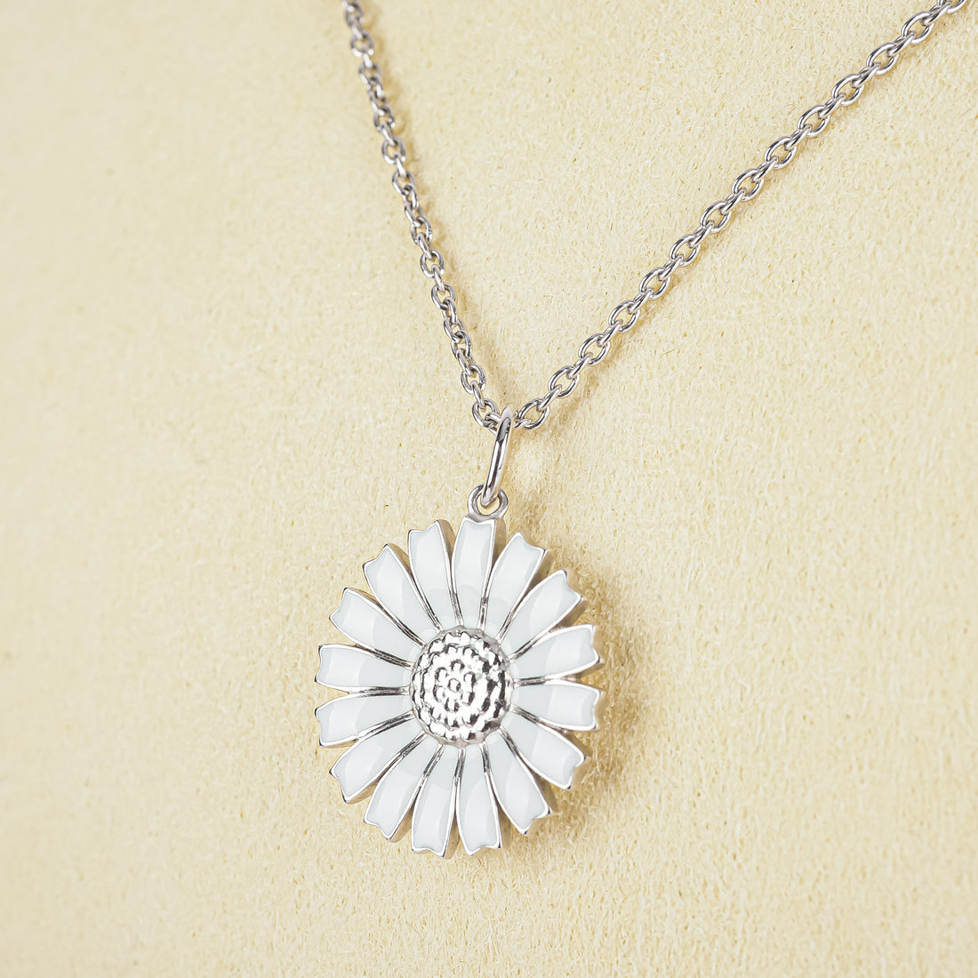 GEORG JENSEN Sterling Enamel Daisy Pendant Necklace