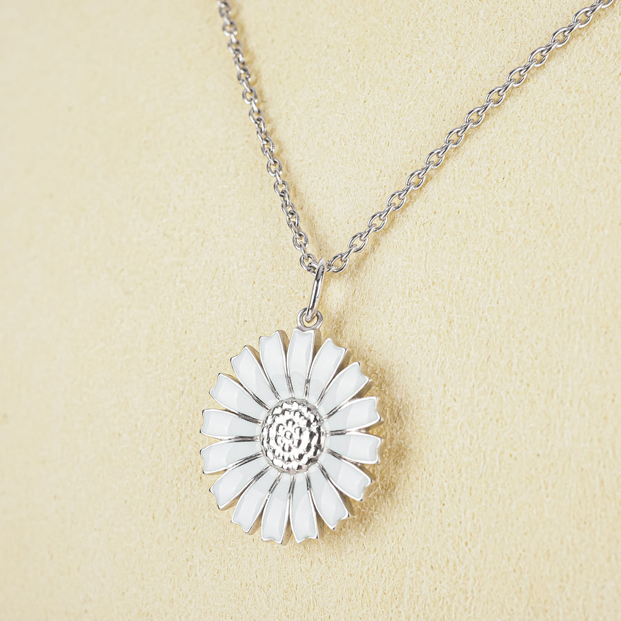 GEORG JENSEN Sterling Enamel Daisy Pendant Necklace