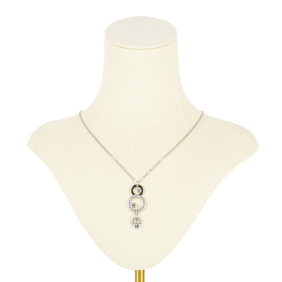 SWAROVSKI Silver Tone Circle Pendant Necklace