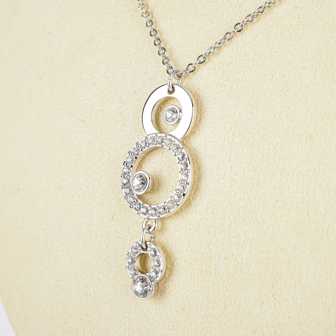 SWAROVSKI Silver Tone Circle Pendant Necklace
