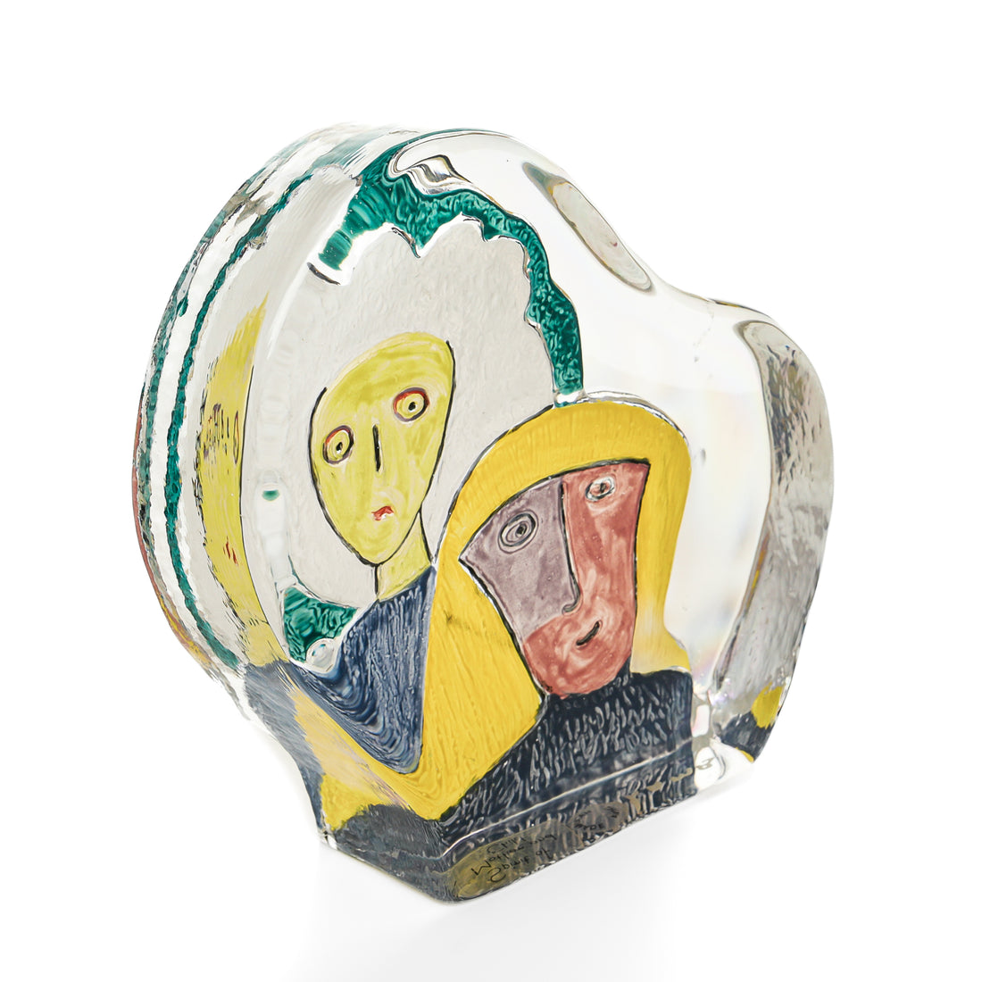 SASAKI After Matt Lamb (American) "Spirit Of Mother & Child" Painted Crystal Sculpture