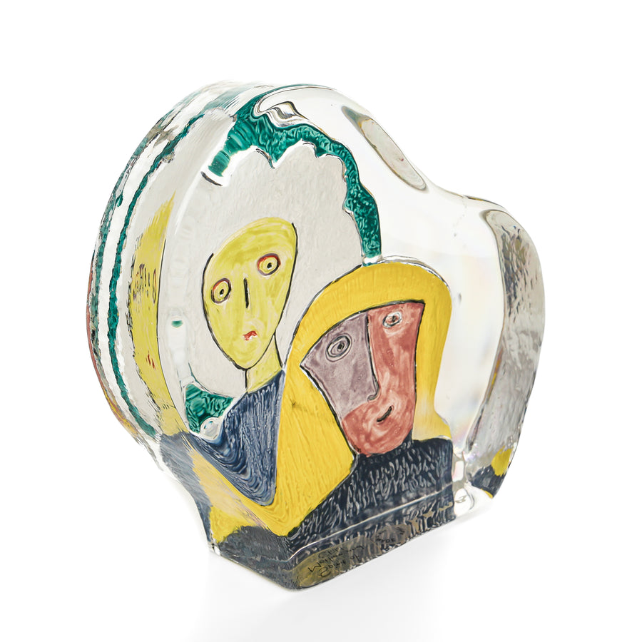 SASAKI After Matt Lamb (American) "Spirit Of Mother & Child" Painted Crystal Sculpture
