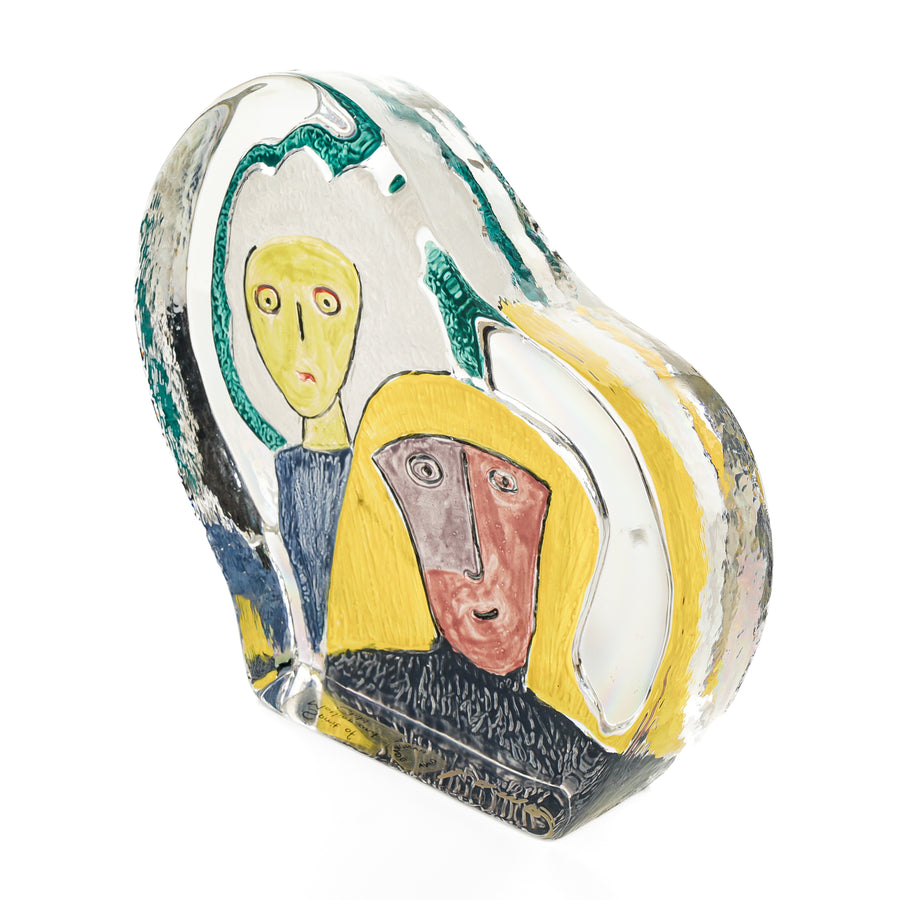 SASAKI After Matt Lamb (American) "Spirit Of Mother & Child" Painted Crystal Sculpture