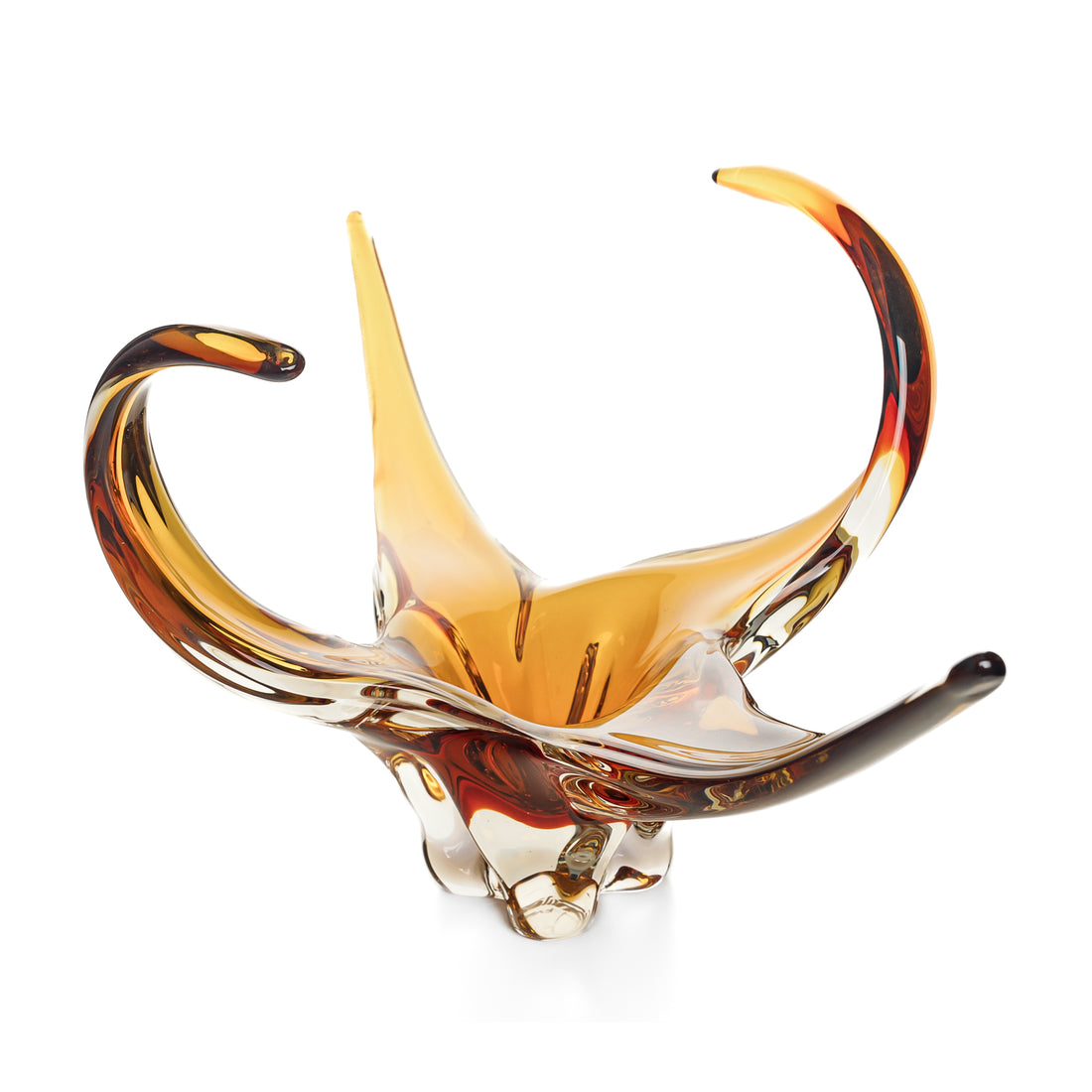 CHALET Free Form Art Glass Basket Amber