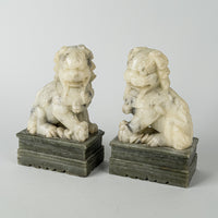 Asian Carved Soapstone Guardian Lions Set Of 2