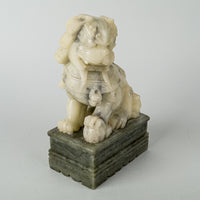 Asian Carved Soapstone Guardian Lions Set Of 2