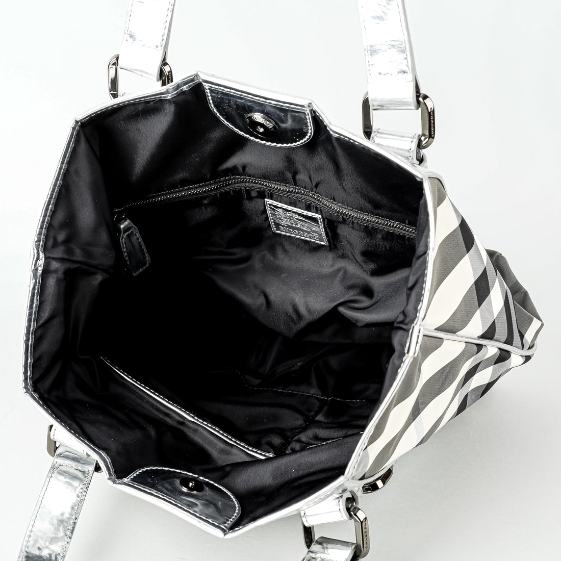 BURBERRY Beat Check Metalic "Victoria" Tote Handbag