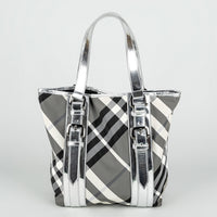 BURBERRY Beat Check Metalic "Victoria" Tote Handbag