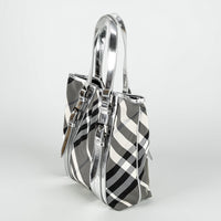 BURBERRY Beat Check Metalic "Victoria" Tote Handbag