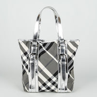 BURBERRY Beat Check Metalic "Victoria" Tote Handbag