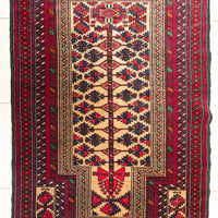 Hand Knotted Wool Yamoud Motif Rug 62"x39"