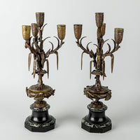 Antique French 4-Light Bronze Candelabra Set Of 2