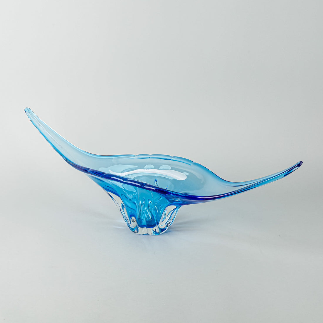 Lorraine/Chalet Style Free Form Art Glass Bowl Blue