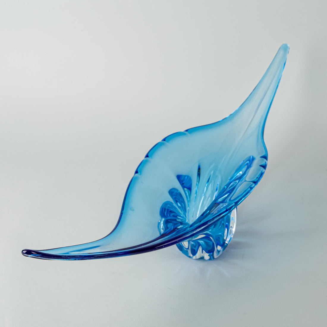 Lorraine/Chalet Style Free Form Art Glass Bowl Blue