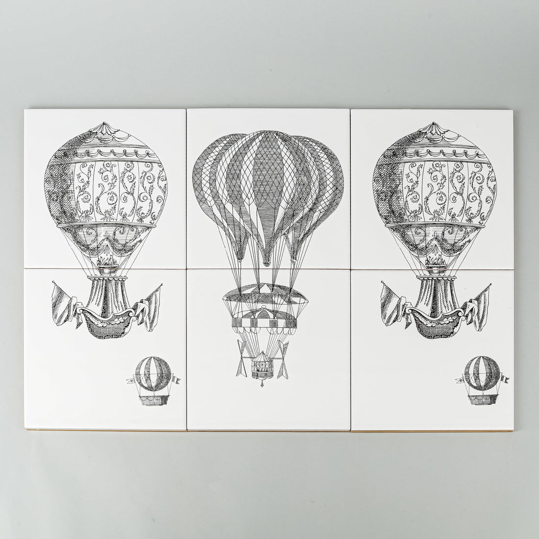 FORNASETTI Macchine Volanti BARDELLI Ceramic Tiles Set Of 12