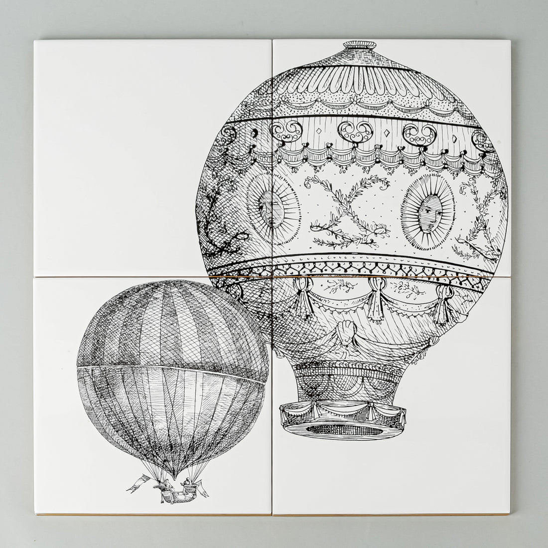 FORNASETTI Macchine Volanti BARDELLI Ceramic Tiles Set Of 12