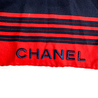 CHANEL Vintage Blue And Red Stripe Silk Scarf